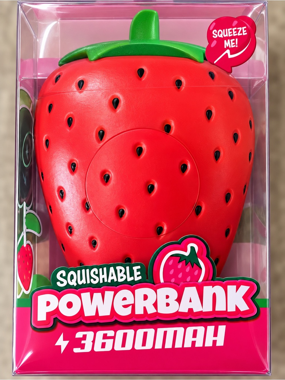 Squishable Strawberry 3600mAh Powerbank Charger - Red